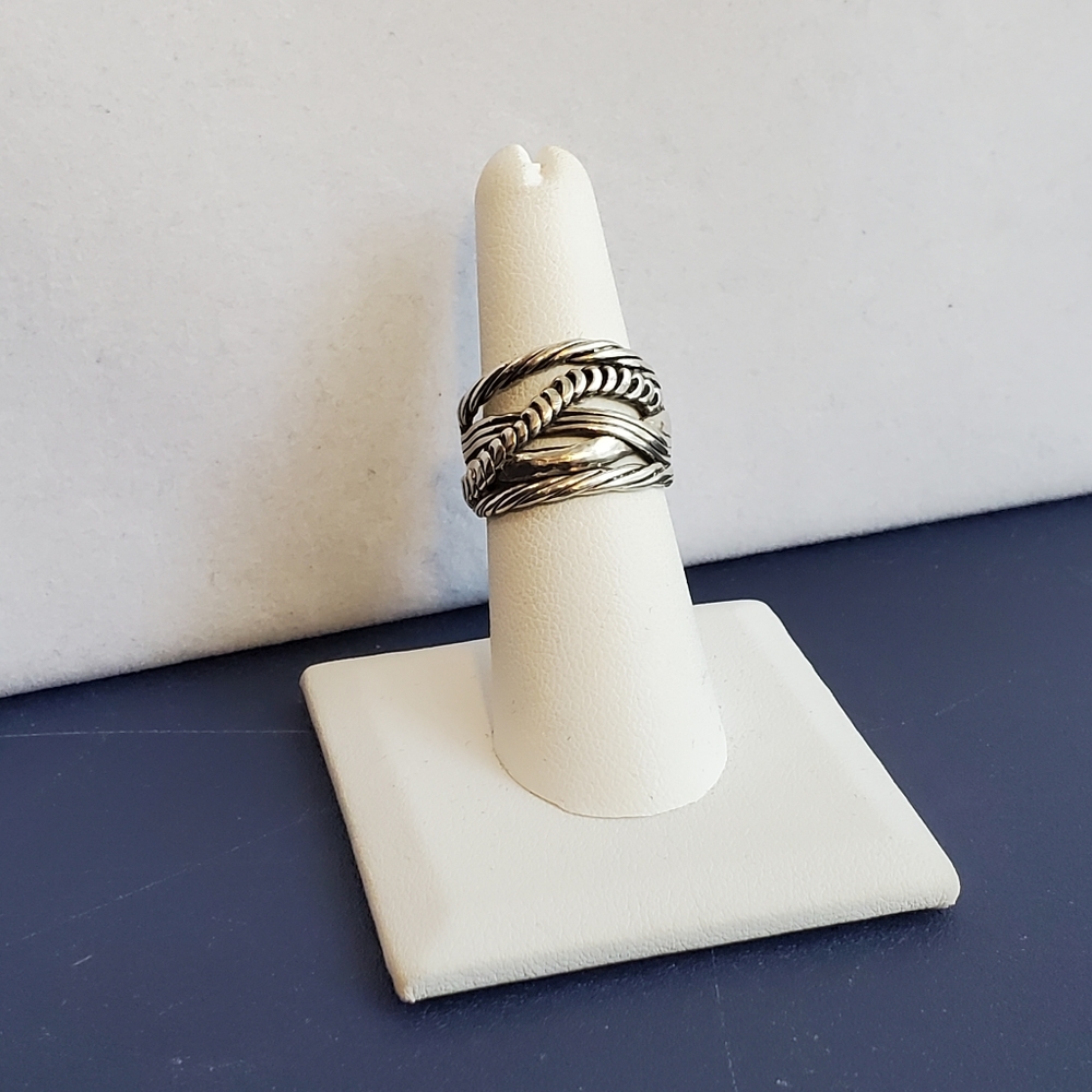 PZ 925 Sterling Texturized Rope Weave Band Ring 6.75 - Picture 9 of 16